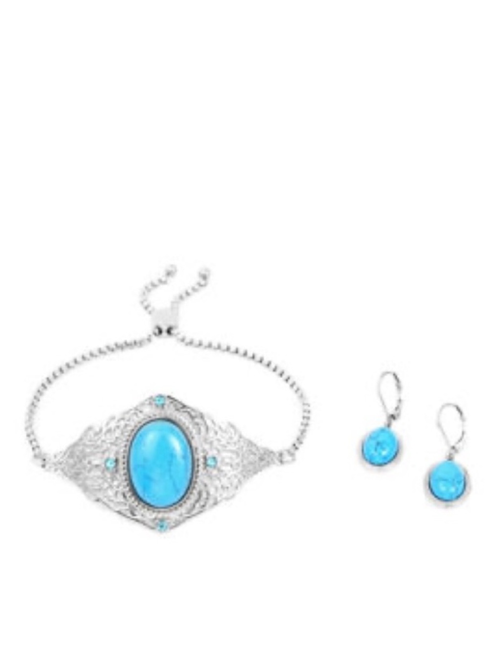 Blue Howlite Bolo Bracelet with Earrings